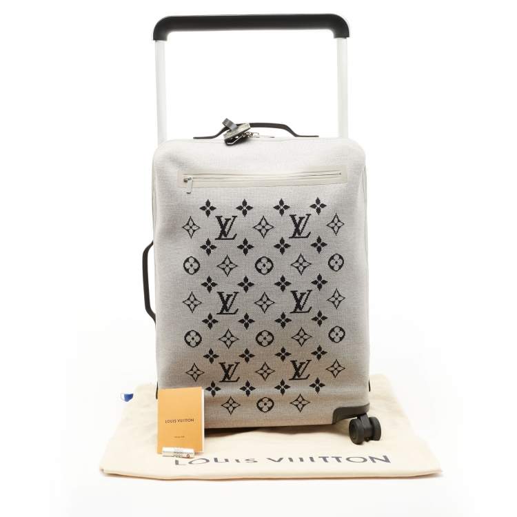 Pre Owned Louis Vuitton Grey Jacquard Knit Monogram Soft Horizon 55 Luggage