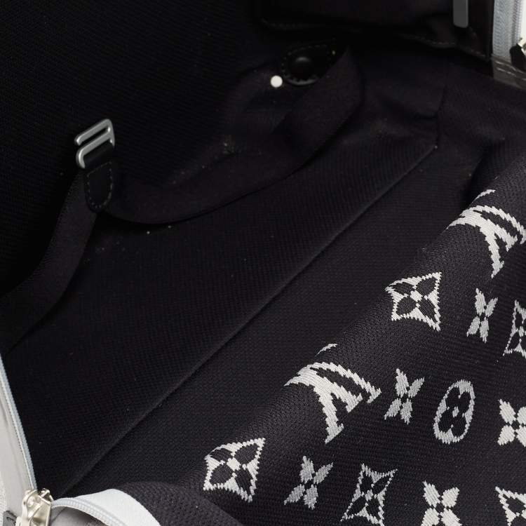 Pre Owned Louis Vuitton Grey Jacquard Knit Monogram Soft Horizon 55 Luggage