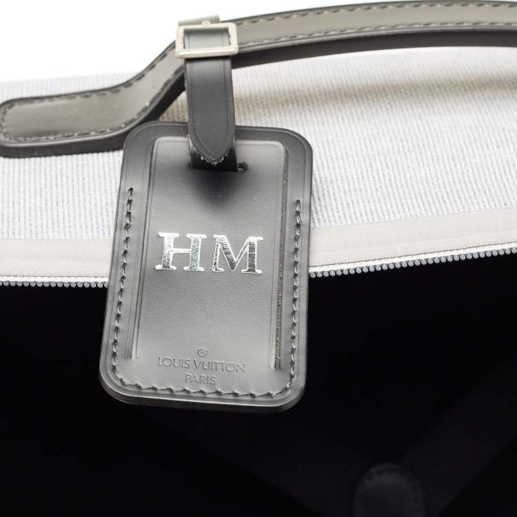 Pre Owned Louis Vuitton Grey Jacquard Knit Monogram Soft Horizon 55 Luggage
