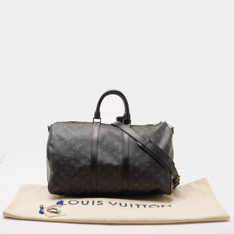 Pre Owned Louis Vuitton Monogram Eclipse Canvas Keepall Bandoulière 45 