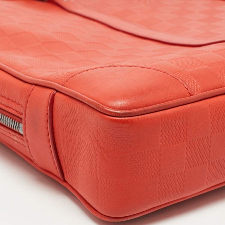 Pre Owned Louis Vuitton Orange Damier Infini Leather Porte Documents Voyage Briefcase