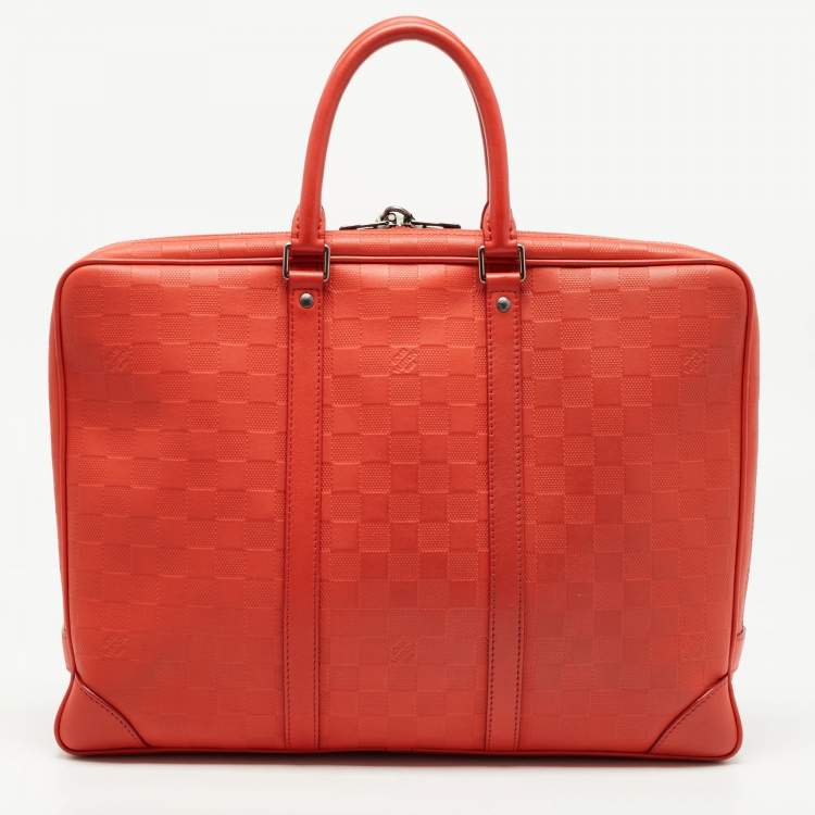 Pre Owned Louis Vuitton Orange Damier Infini Leather Porte Documents Voyage Briefcase