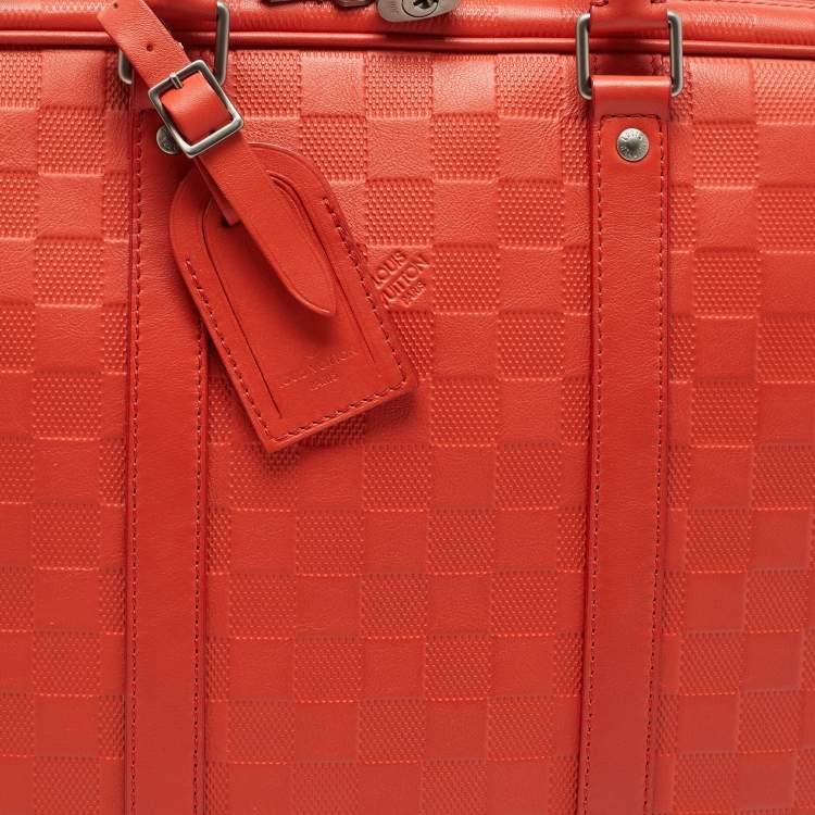 Pre Owned Louis Vuitton Orange Damier Infini Leather Porte Documents Voyage Briefcase