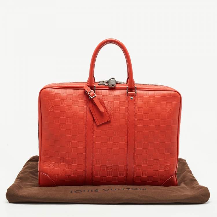 Pre Owned Louis Vuitton Orange Damier Infini Leather Porte Documents Voyage Briefcase