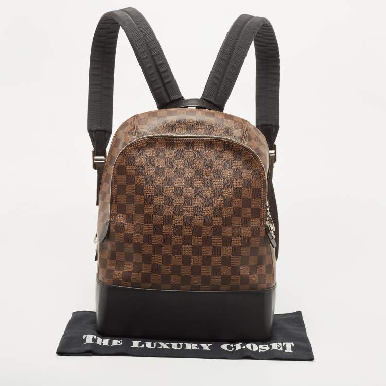 Pre Owned Louis Vuitton Black Damier Ebene Canvas and Leather Jake Backpack 