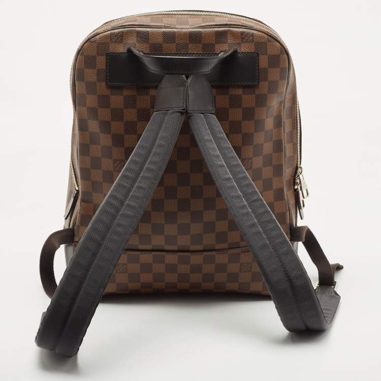 Pre Owned Louis Vuitton Black Damier Ebene Canvas and Leather Jake Backpack 