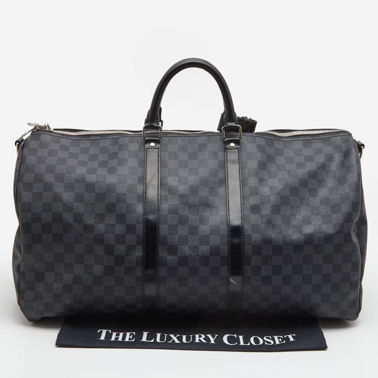Pre Owned Louis Vuitton Damier Graphite Canvas Keepall Bandouliere 55 Bag