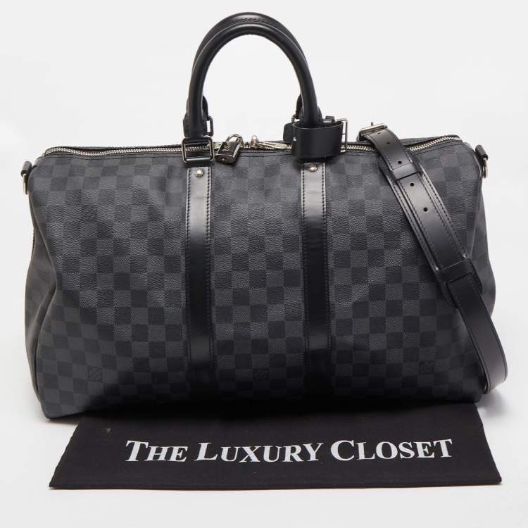 Pre Owned Louis Vuitton Damier Graphite Canvas Keepall Bandoulière 45