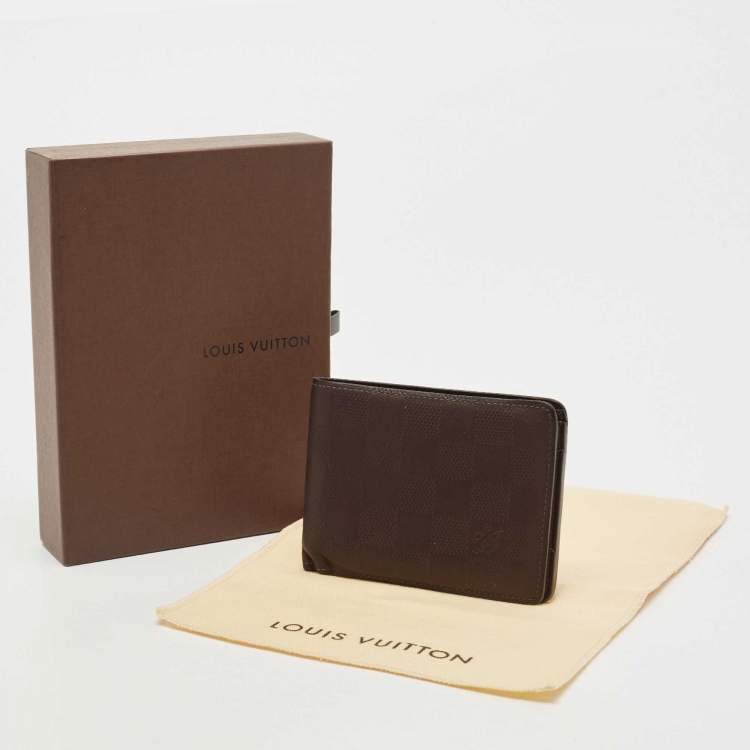 Pre Owned Louis Vuitton Brown Infini Leather Multiple Bifold Wallet 