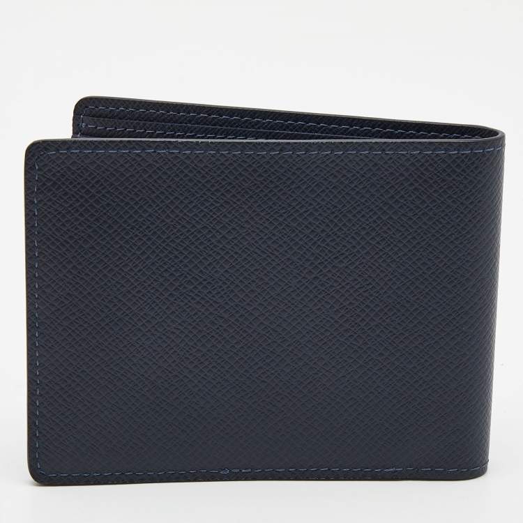 Pre Owned Louis Vuitton Navy Blue Leather Multiple Wallet