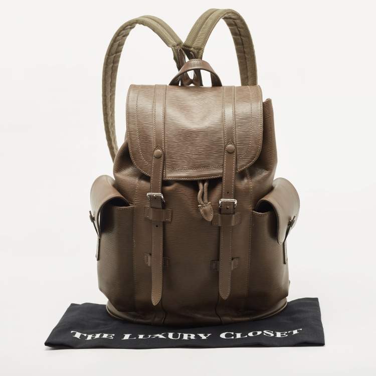 Pre Owned Louis Vuitton Khaki Epi Leather Christopher PM Backpack