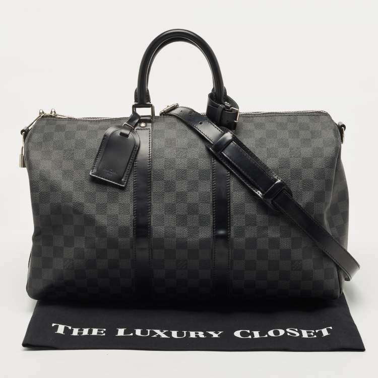 Pre Owned Louis Vuitton Damier Graphite Canvas Keepall Bandouliere 45 Bag