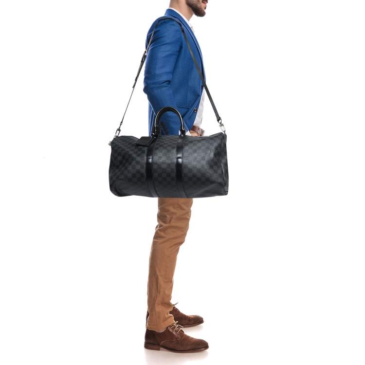 Louis Vuitton Damier Graphite Canvas Keepall Bandouliere 55 Bag