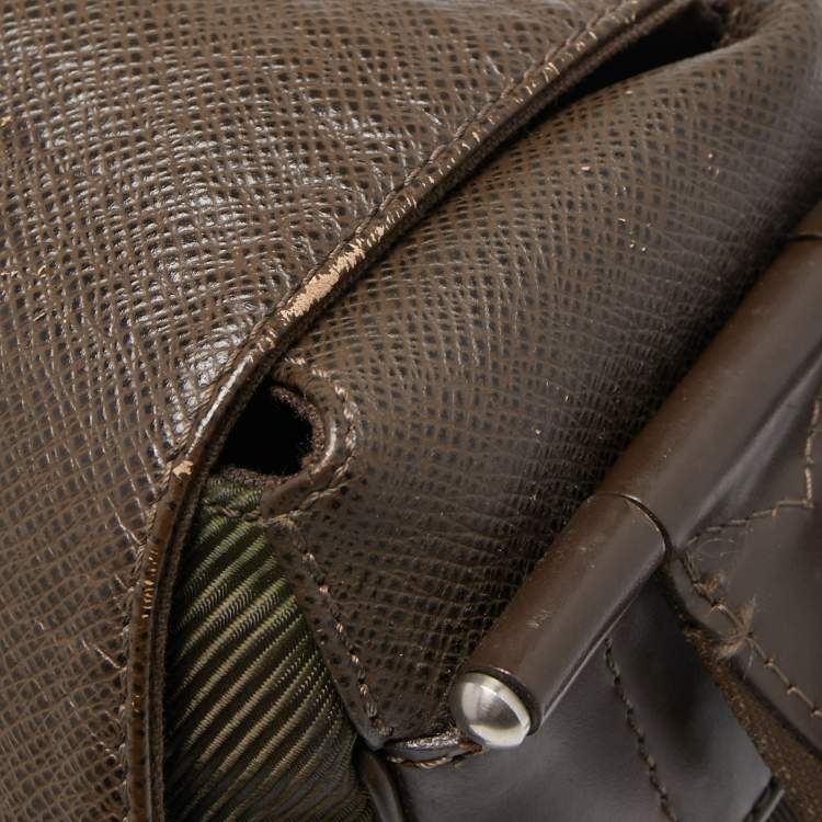 Pre Owned Louis Vuitton Brown/Green Taiga Leather Dersou Messenger Bag
