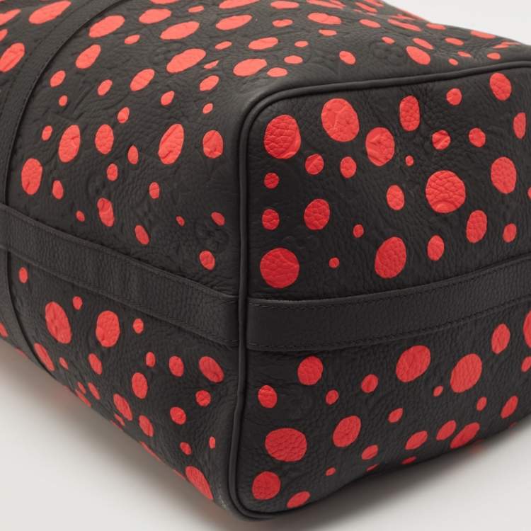 Pre Owned Louis Vuitton X Yayoi Kusama Black/Red Monogram Empreinte Leather Keepall 50 Bandouliere Bag