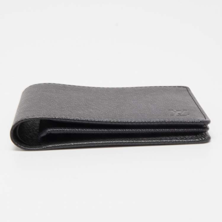 Pre Owned Louis Vuitton Black Taiga Leather Bifold Wallet