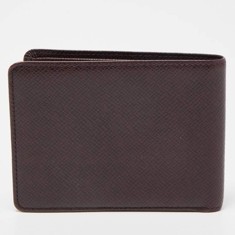 Pre Owned Louis Vuitton Burgundy Taiga Leather Bifold Wallet