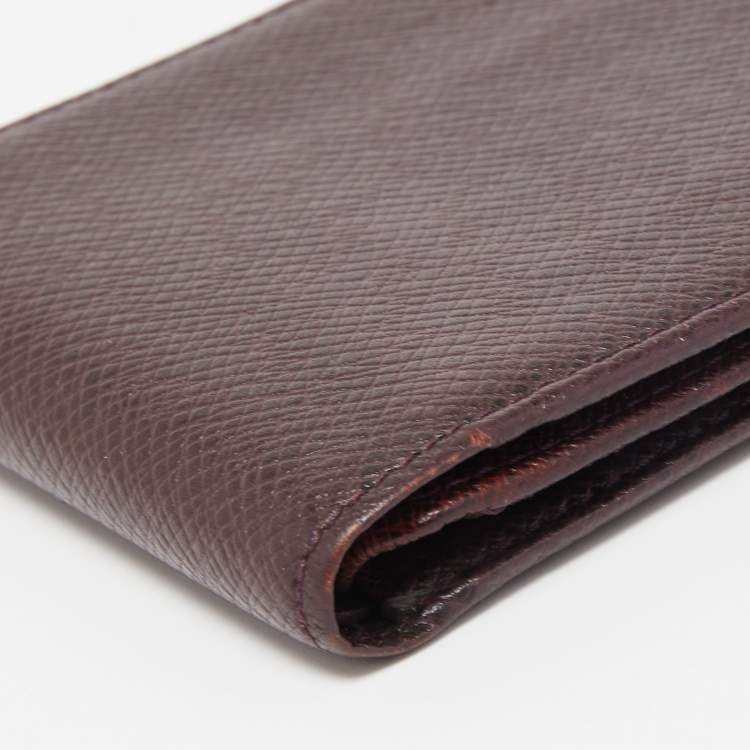 Pre Owned Louis Vuitton Burgundy Taiga Leather Bifold Wallet