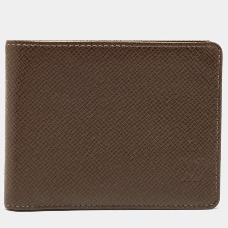 Louis Vuitton Wallet Purse Bifold Taiga Brown Taiga Leather Mens