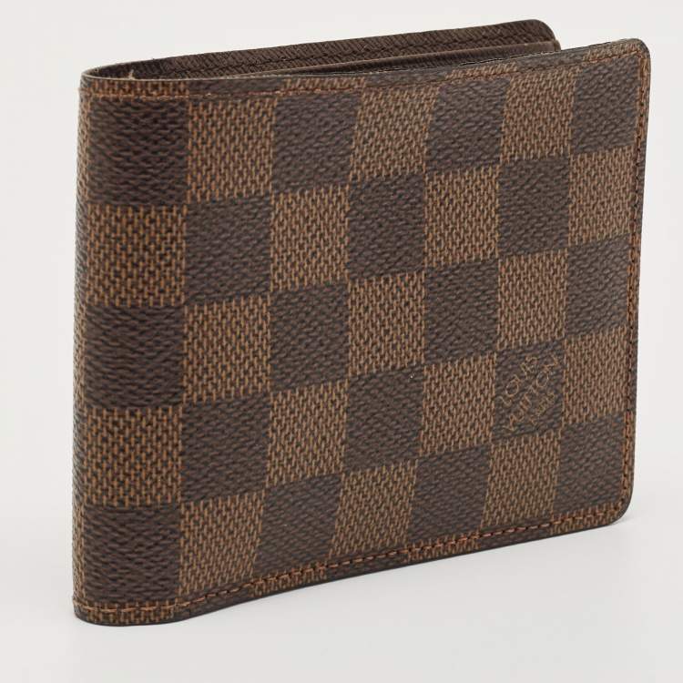 Pre Owned Louis Vuitton Damier Ebene Canvas Slender Wallet 