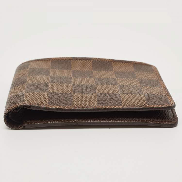 Pre Owned Louis Vuitton Damier Ebene Canvas Slender Wallet 