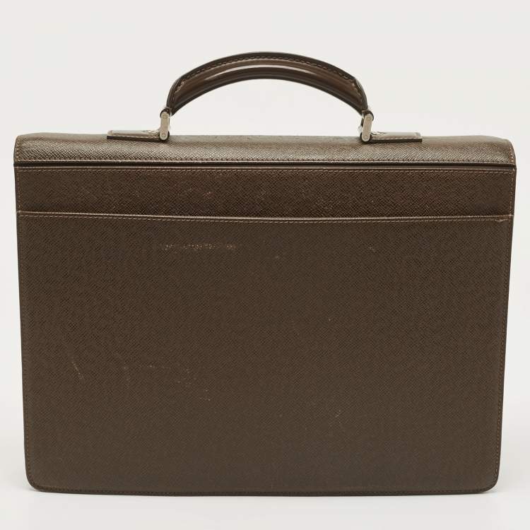 Pre Owned Louis Vuitton Brown Taiga Leather Robusto 1 Compartment Briefcase