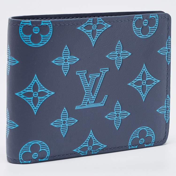 Pre Owned Louis Vuitton Navy River Blue Monogram Leather Multiple Wallet