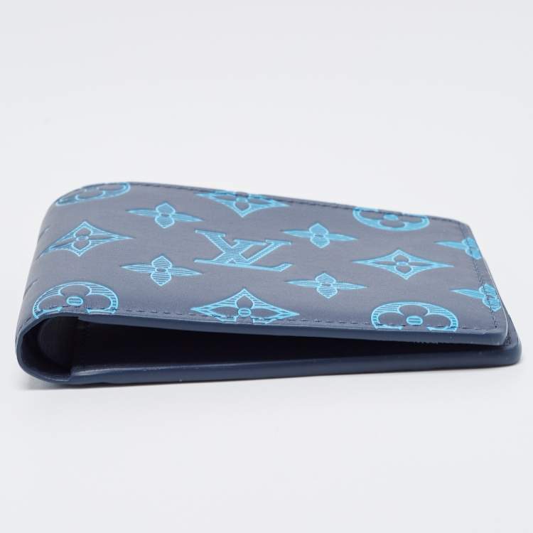 Pre Owned Louis Vuitton Navy River Blue Monogram Leather Multiple Wallet