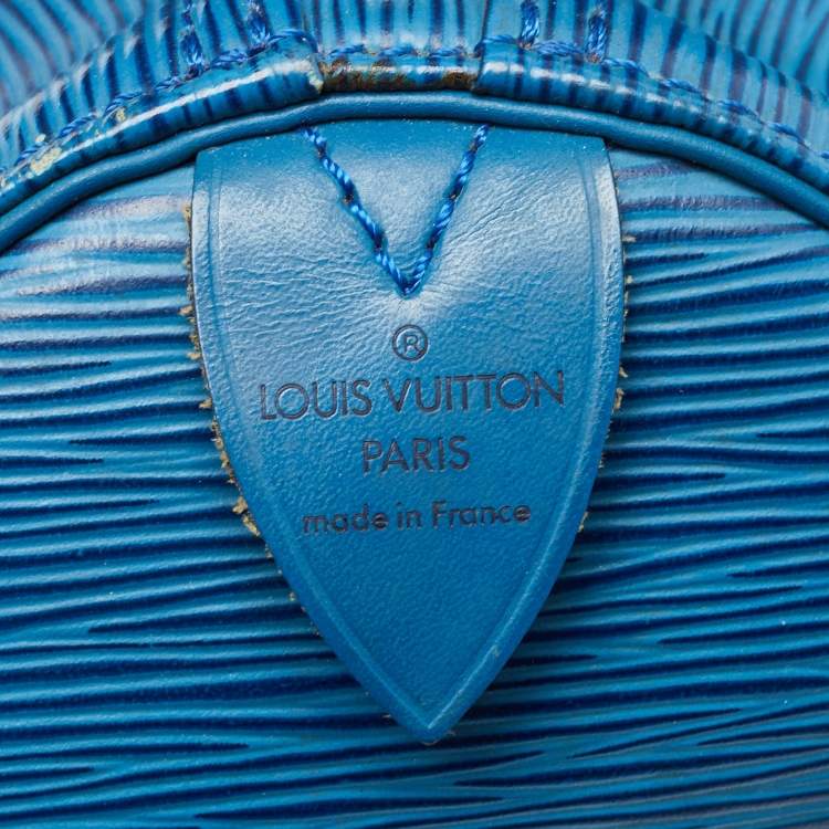 Pre Owned Louis Vuitton Blue Toledo Epi Leather Keepall 50 Bag