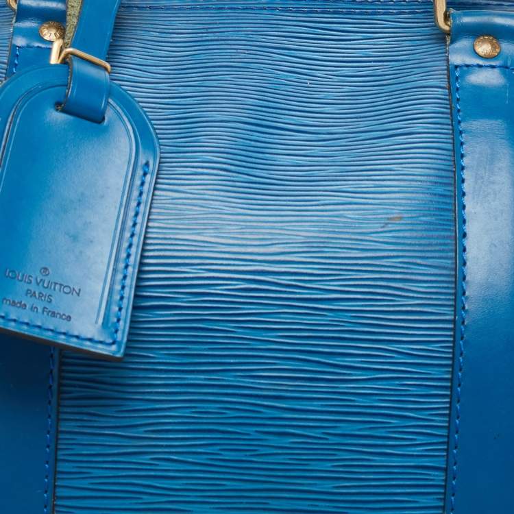 Pre Owned Louis Vuitton Blue Toledo Epi Leather Keepall 50 Bag