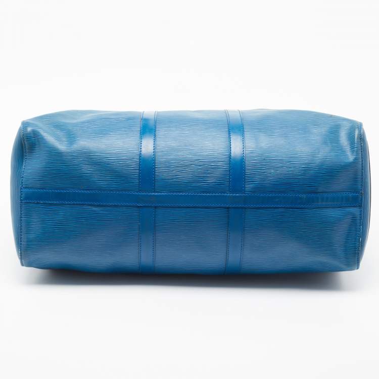 Pre Owned Louis Vuitton Blue Toledo Epi Leather Keepall 50 Bag