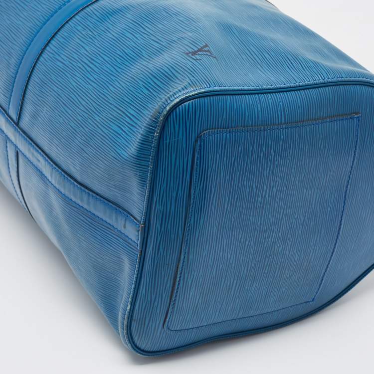 Pre Owned Louis Vuitton Blue Toledo Epi Leather Keepall 50 Bag