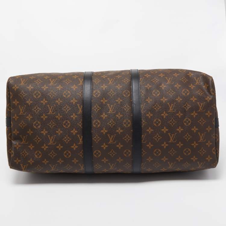 Pre Owned Louis Vuitton Black/Monogram Canvas Keepall Bandouliere 55 Bag