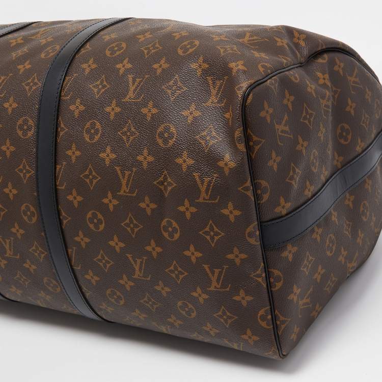 Pre Owned Louis Vuitton Black/Monogram Canvas Keepall Bandouliere 55 Bag
