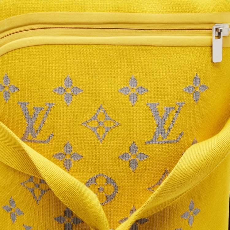 Pre Owned Louis Vuitton Yellow Monogram Knit Horizon Soft Duffle 55 Rolling Luggage
