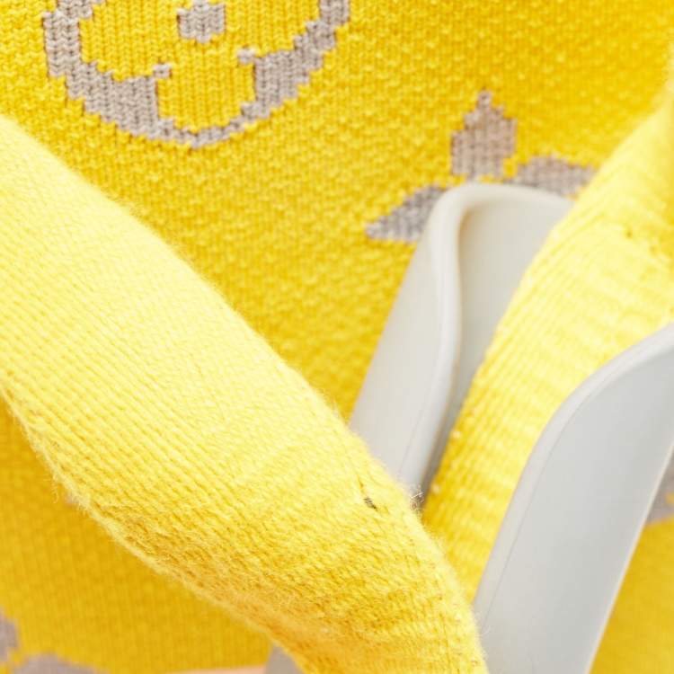 Pre Owned Louis Vuitton Yellow Monogram Knit Horizon Soft Duffle 55 Rolling Luggage