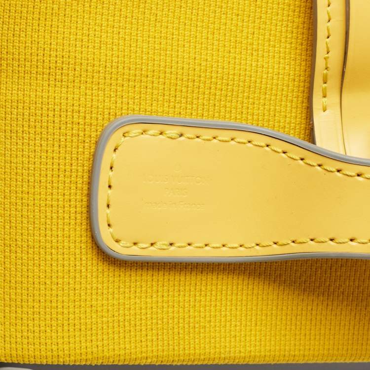 Pre Owned Louis Vuitton Yellow Monogram Knit Horizon Soft Duffle 55 Rolling Luggage