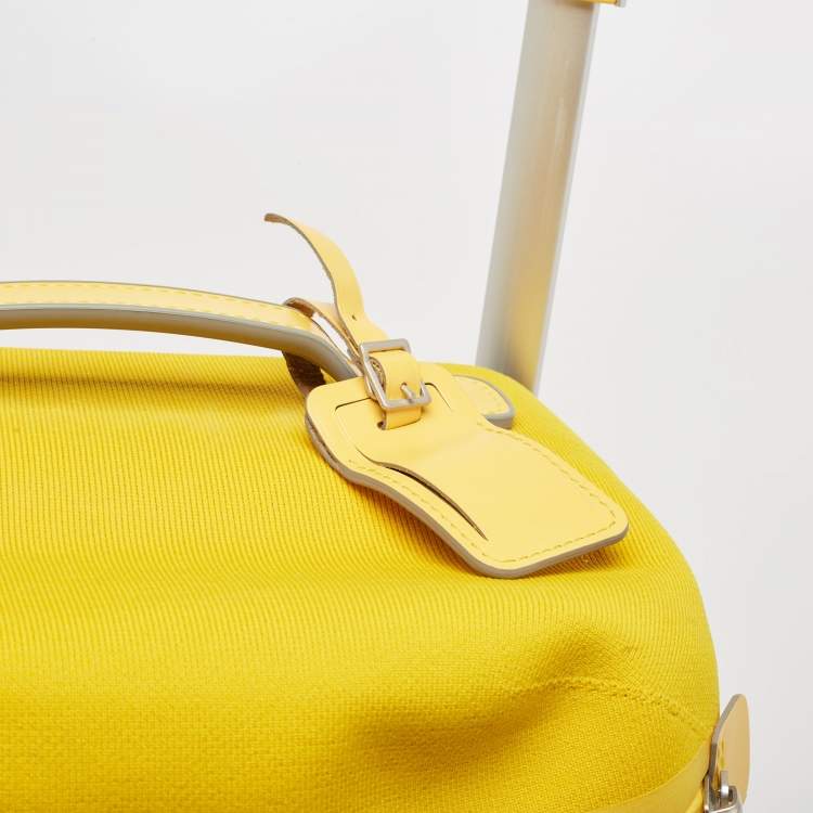 Pre Owned Louis Vuitton Yellow Monogram Knit Horizon Soft Duffle 55 Rolling Luggage