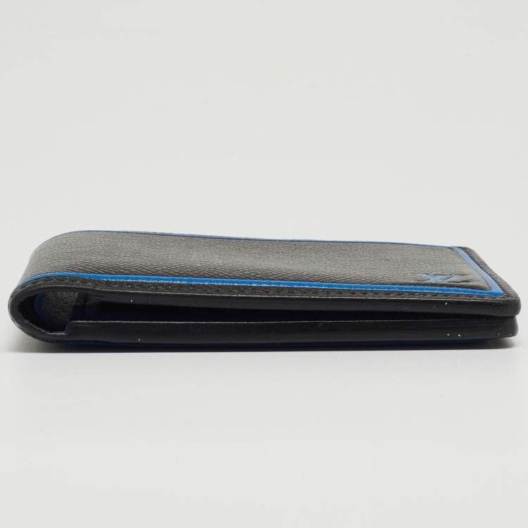 Pre Owned Louis Vuitton Black/Blue Taiga Leather Multiple Wallet