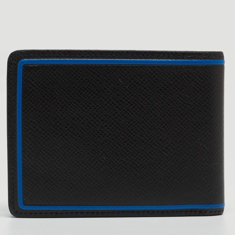 Pre Owned Louis Vuitton Black/Blue Taiga Leather Multiple Wallet