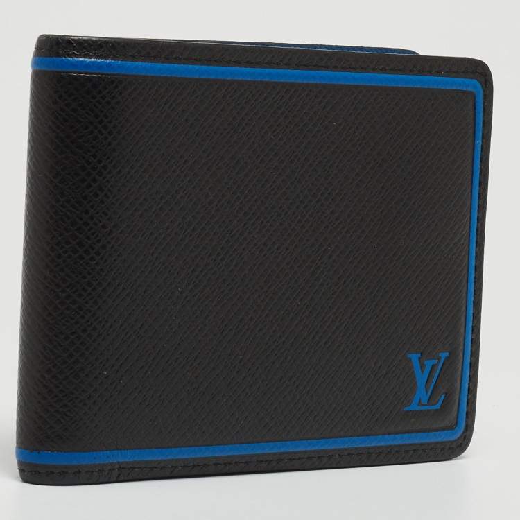 Pre Owned Louis Vuitton Black/Blue Taiga Leather Multiple Wallet