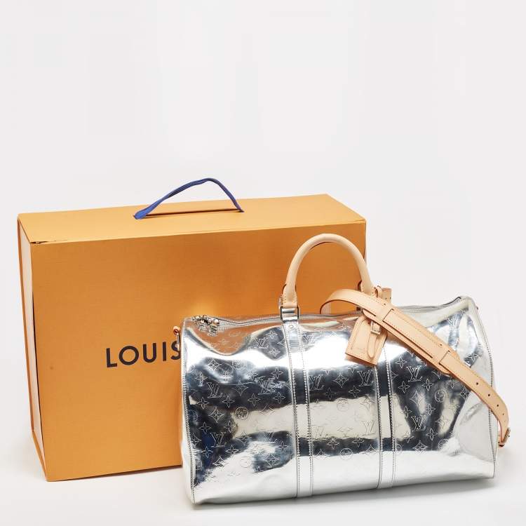 Pre Owned Louis Vuitton Silver Monogram Miroir Keepall Bandouliere 50 Bag