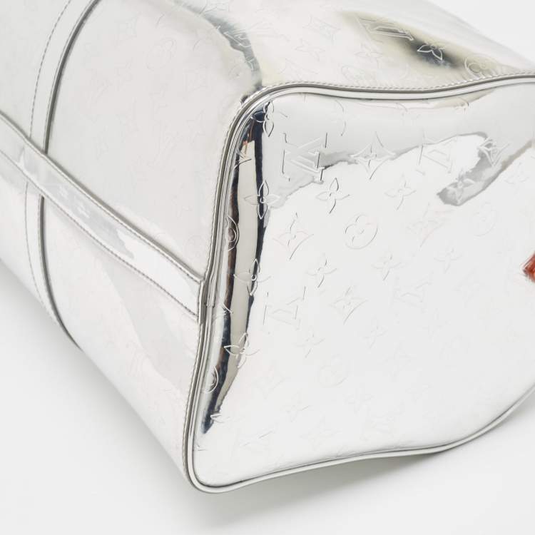 Pre Owned Louis Vuitton Silver Monogram Miroir Keepall Bandouliere 50 Bag