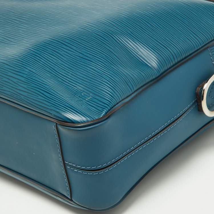 Pre Owned Louis Vuitton Cyan Epi Leather Porte Documents Business Briefcase Bag