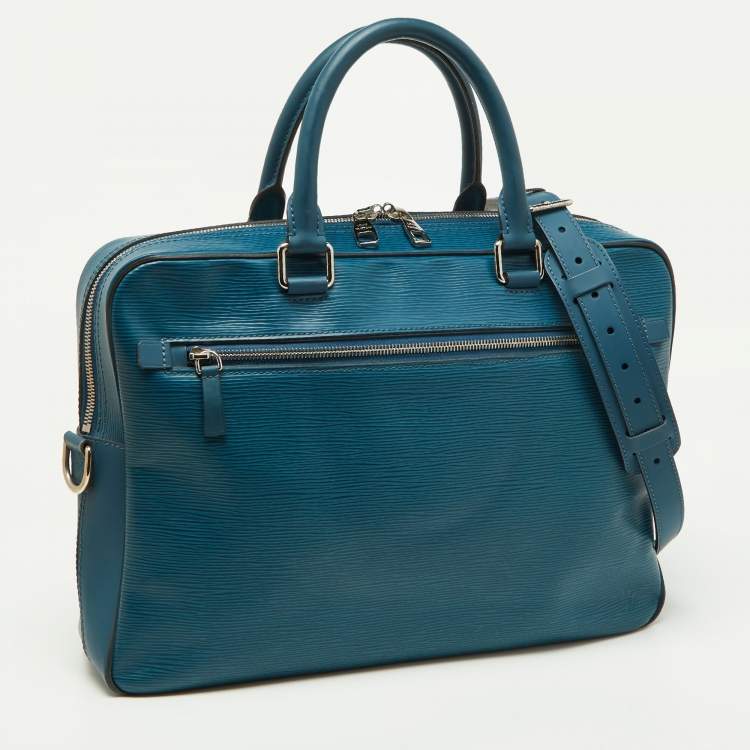 Pre Owned Louis Vuitton Cyan Epi Leather Porte Documents Business Briefcase Bag