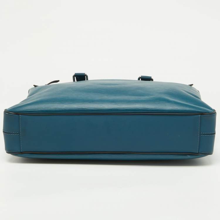 Pre Owned Louis Vuitton Cyan Epi Leather Porte Documents Business Briefcase Bag