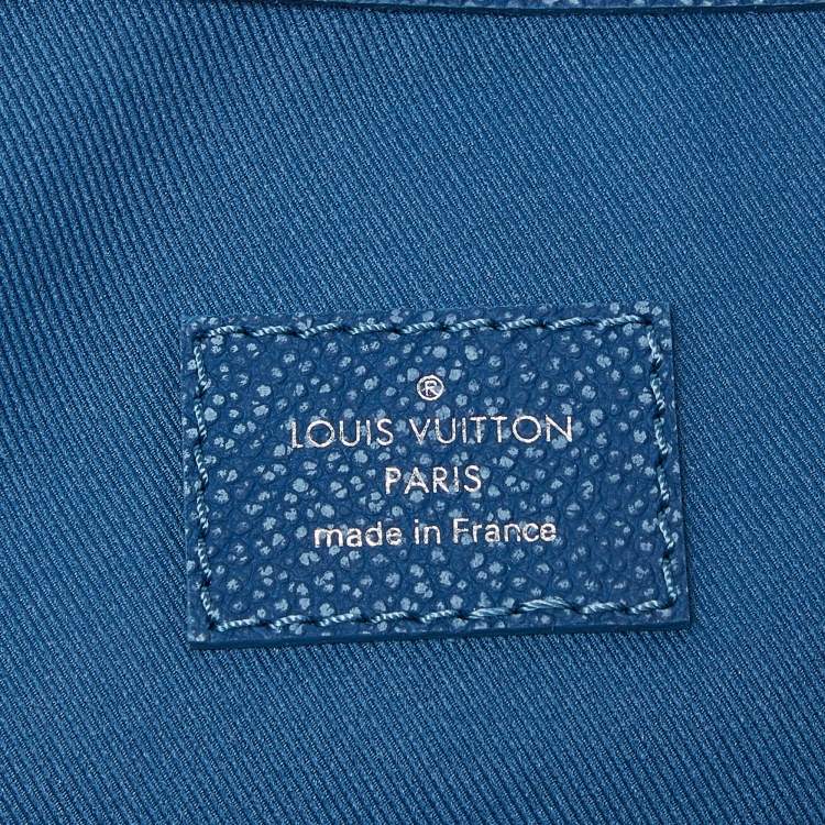 Pre Owned Louis Vuitton Blue Washed Monogram Empreinte Leather Keepall Bandoulière 50 Bag