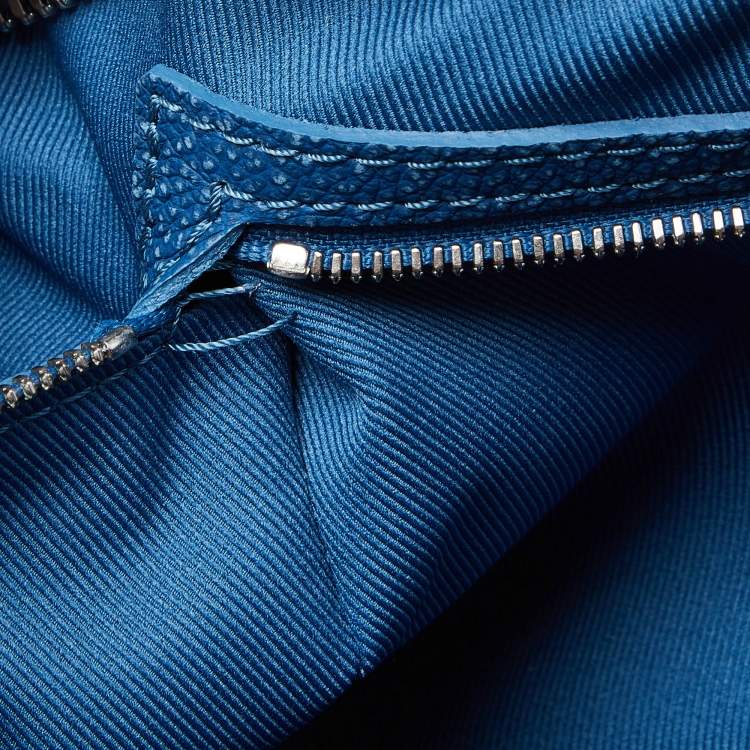 Pre Owned Louis Vuitton Blue Washed Monogram Empreinte Leather Keepall Bandoulière 50 Bag