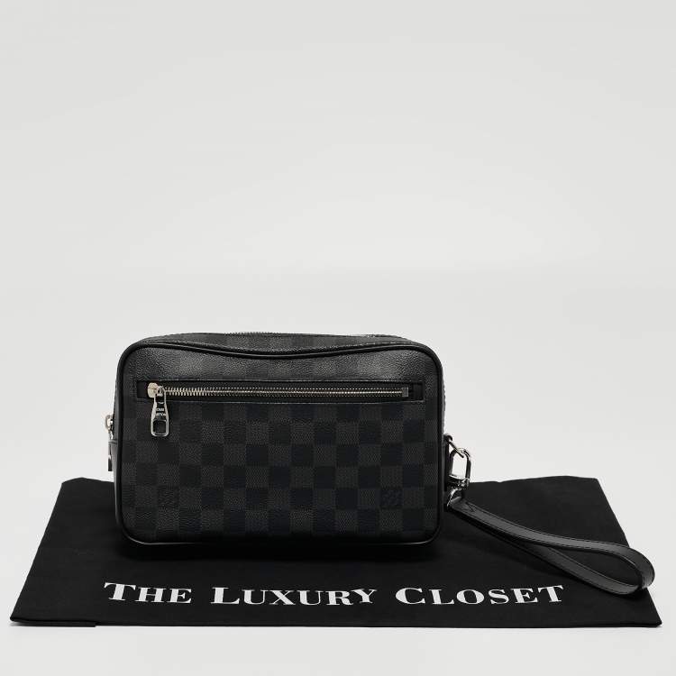 Pre Owned Louis Vuitton Damier Graphite And Leather Kasai Wristlet Bag