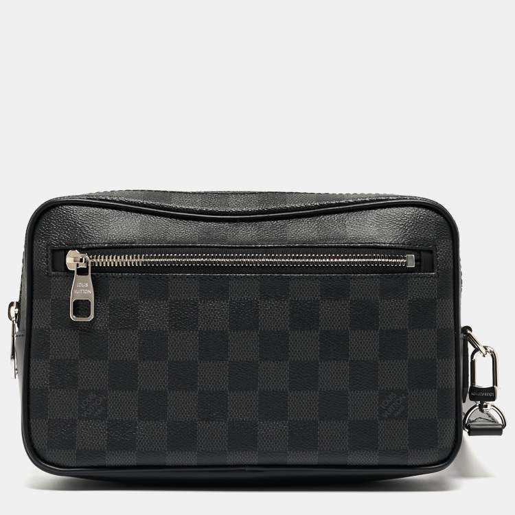 Pre Owned Louis Vuitton Damier Graphite And Leather Kasai Wristlet Bag